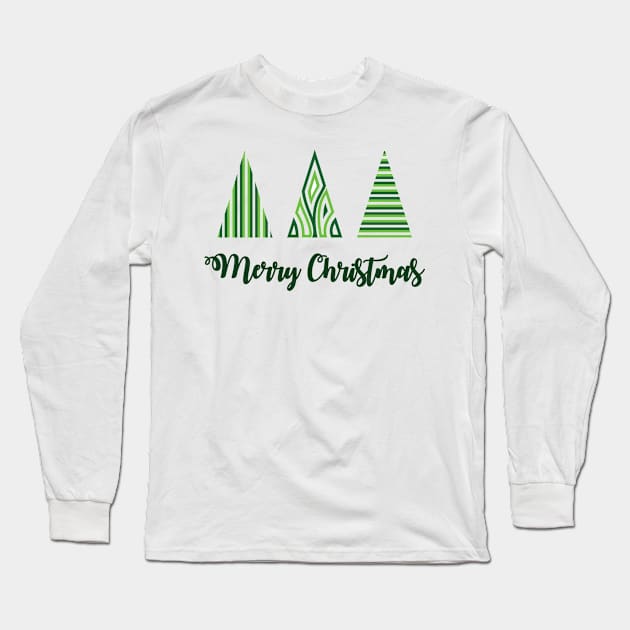 Three abstract green Christmas trees Long Sleeve T-Shirt by kallyfactory